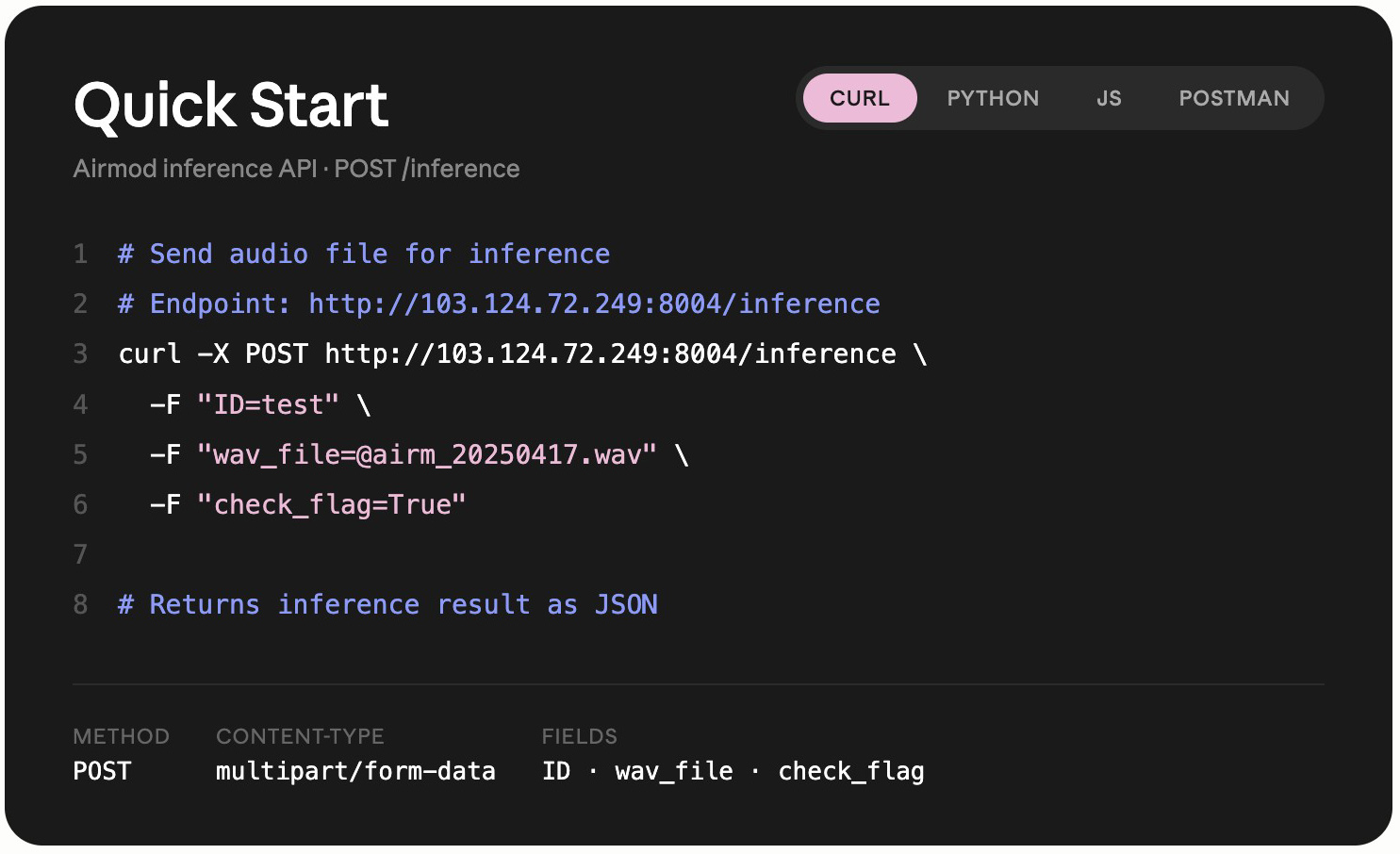 Quick Start API